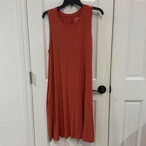 Time and‎ Tru Rust Sleeveless Swing Dress with Pockets - Size XL (16-18)